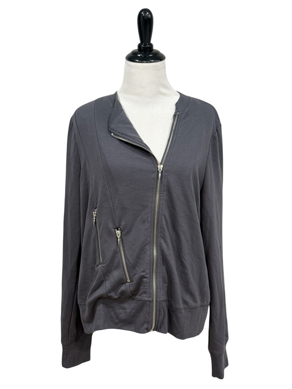 Rock & Republic Women’s XL Gray Moto Jacket Asymmetrical Zip Lightweight